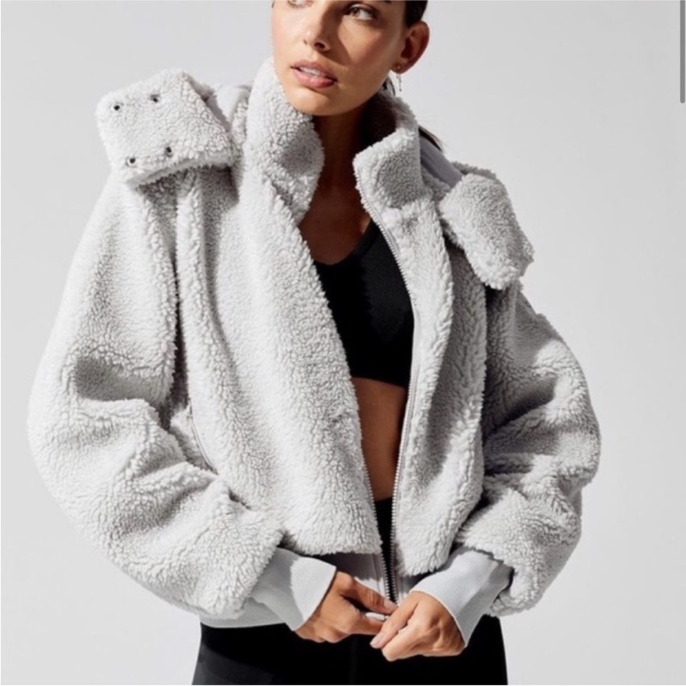 Alo Foxy Sherpa Jacket - Grey small